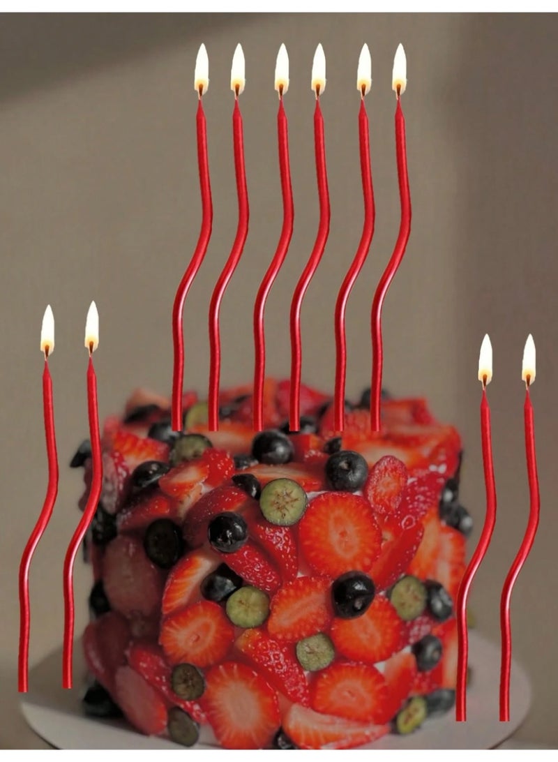 زينه عيد الحب مجموعة شموع 12  قطعة بتصميم مموج عصري يضيف لمسة فريدة ومميزة للكيك تناسب حفلات ذكرى الزواج و الخطوبه - Image 4